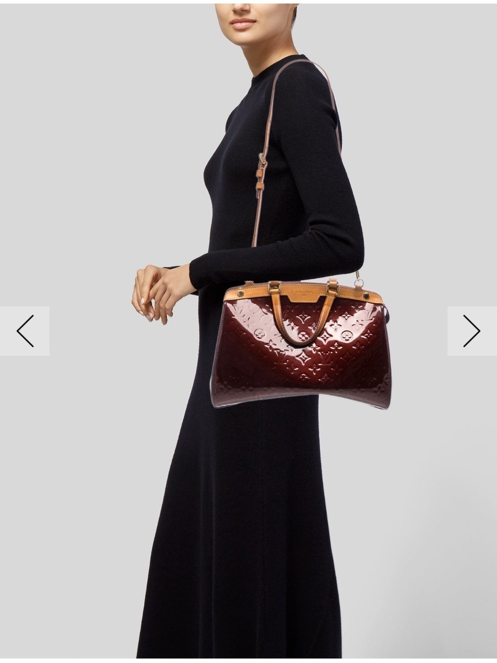 Louis Vuitton Brea MM Vernis Satchel in Cherry Red